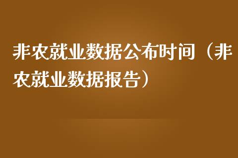 非农就业数据公布时间（非农就业数据报告）