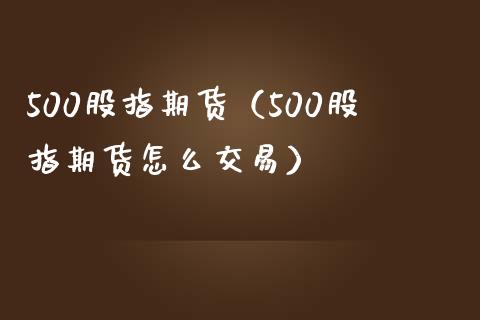 500股指期货（500股指期货怎么交易）
