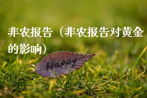 非农报告（非农报告对黄金的影响）