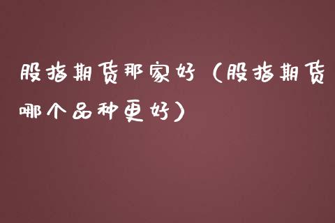股指期货那家好（股指期货哪个品种更好）