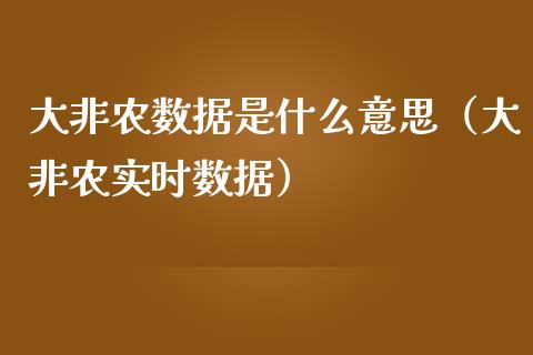 大非农数据是什么意思（大非农实时数据）