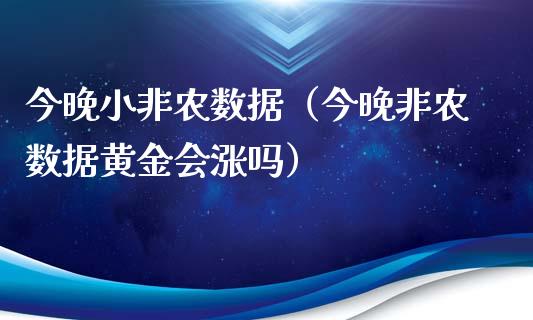 今晚小非农数据（今晚非农数据黄金会涨吗）