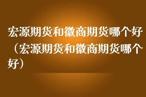宏源期货和徽商期货哪个好（宏源期货和徽商期货哪个好）