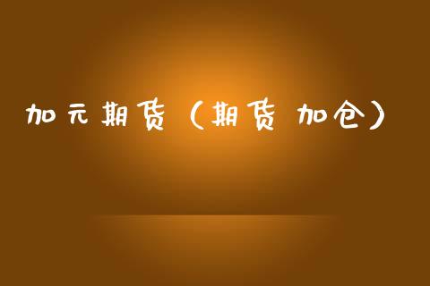 加元期货（期货 加仓）