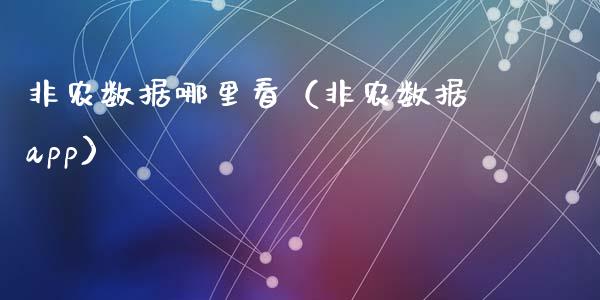非农数据哪里看（非农数据app）