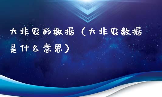 大非农的数据（大非农数据是什么意思）