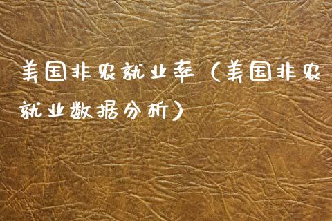 美国非农就业率（美国非农就业数据分析）