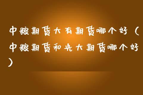 期货大有期货哪个好（期货和光大期货哪个好）