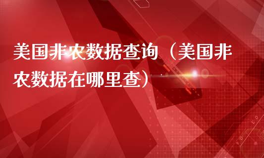 美国非农数据查询（美国非农数据在哪里查）